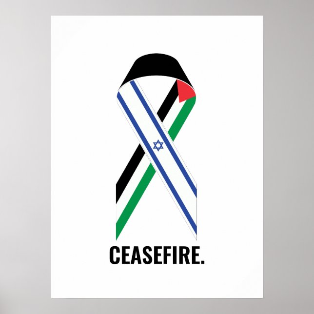Affiche Baguette blanche sur les drapeaux du cessez-le-feu (Devant)