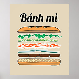 Affiche Baguette vietnamienne de pain français de sandwich