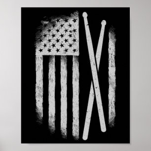 Affiche Baguettes de tambour drapeau américain drummers Us