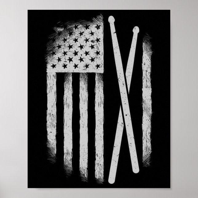 Affiche Baguettes de tambour drapeau américain drummers Us (Devant)