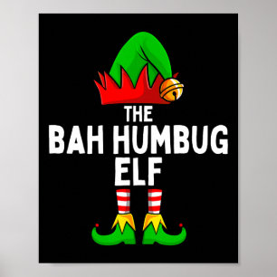 Affiche Bah Humbug Elf Matching Famille Noël
