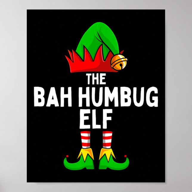 Affiche Bah Humbug Elf Matching Famille Noël (Devant)