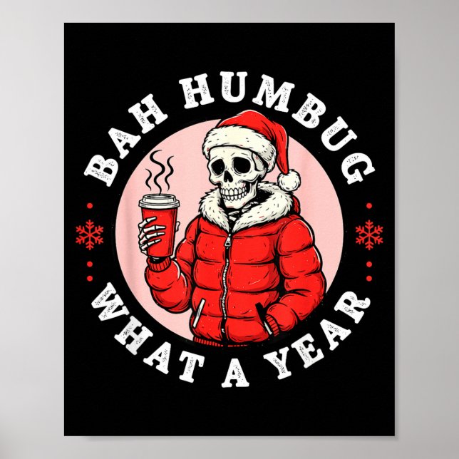 Affiche Bah Humbug Skull Hat Santa's Candy Christmas Pajam (Devant)