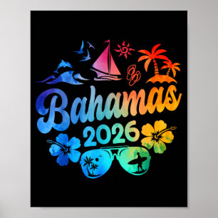 Affiche Bahamas 2026 Vacances Plage Tie-Dye Voyages Été V