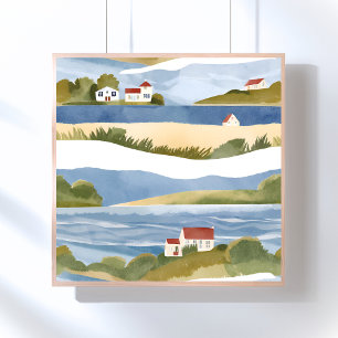 Affiche Baie de Cape Cod Aquarelle du littoral océanique