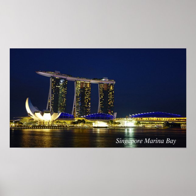 Affiche Baie de la marina de Singapour la nuit (Devant)