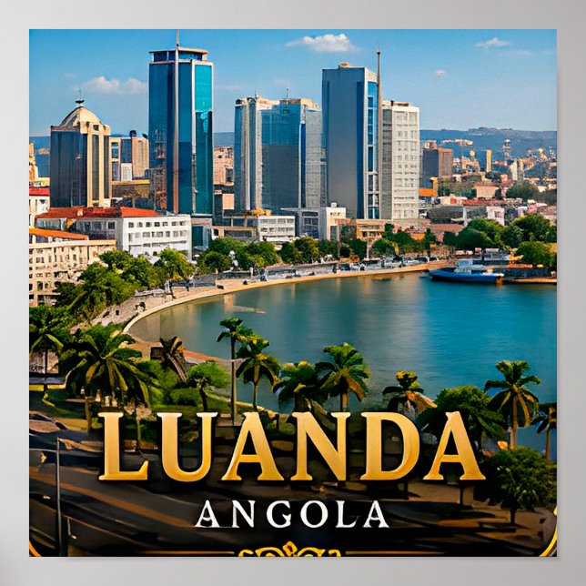 Affiche Baie de Luanda et skyline moderne angolais (Devant)