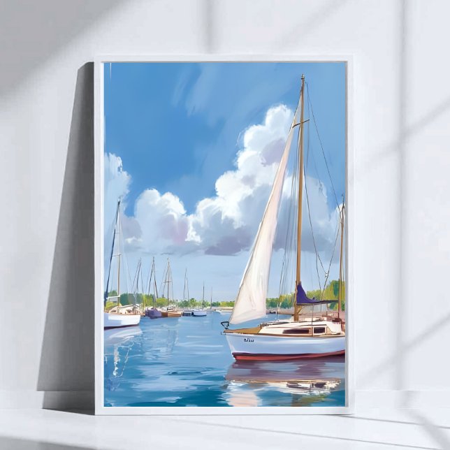 Affiche Baie des voiliers | Peinture aquarelle côtière (Créateur téléchargé)