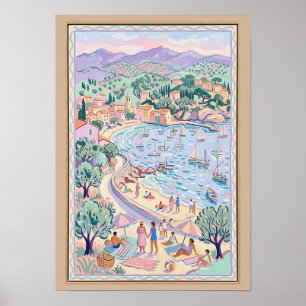 Affiche Baie Méditerranéenne Pastel dans le Style Matisse