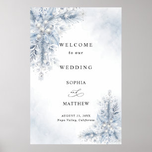 Affiche Baies blanches gelées Bienvenue Mariage d'hiver 