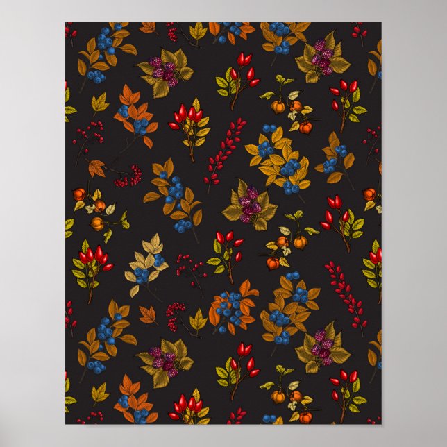 Affiche Baies d'automne sur chocolat brun 2 (Devant)
