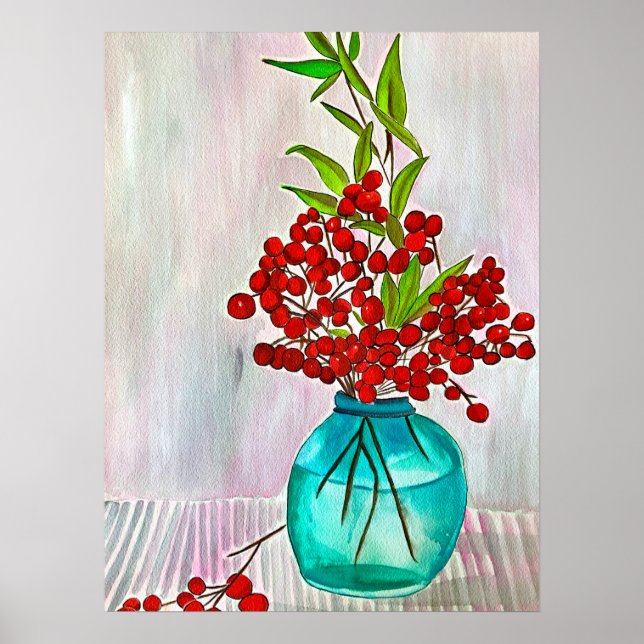 Affiche Baies d'eau Red Christmas Berries (Devant)