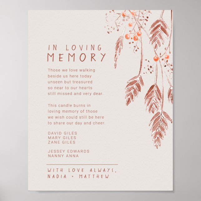 Affiche Baies d'herbe tombent souvenir de mariage mémorial (Devant)