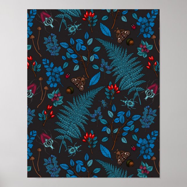 Affiche Baies forestières, feuilles et boeufs 1 (Devant)