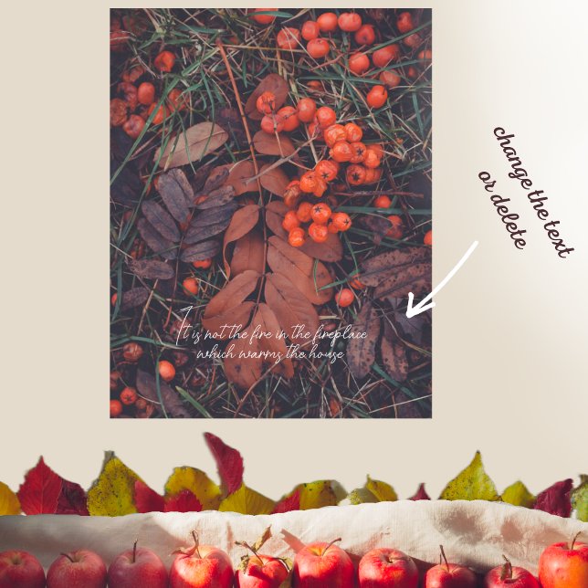 Affiche Baies rouges et feuilles d'automne brunes (Créateur téléchargé)