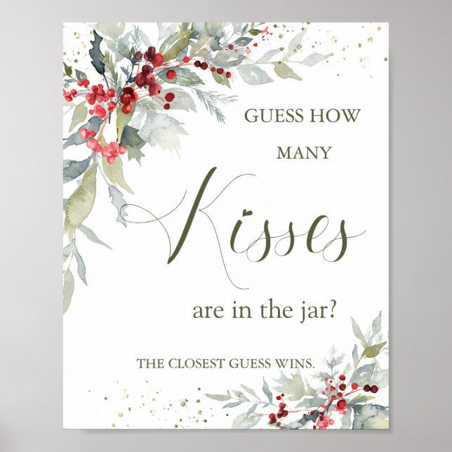 Affiche Baies Rouges Feuillage Combien de Bisous dans le P (Devant)
