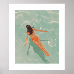 Affiche Baignade dans le bleu clair