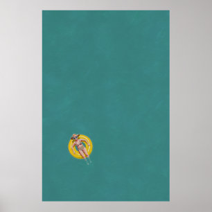 Affiche Baignade en dérive sur un beigne jaune, vue aérien