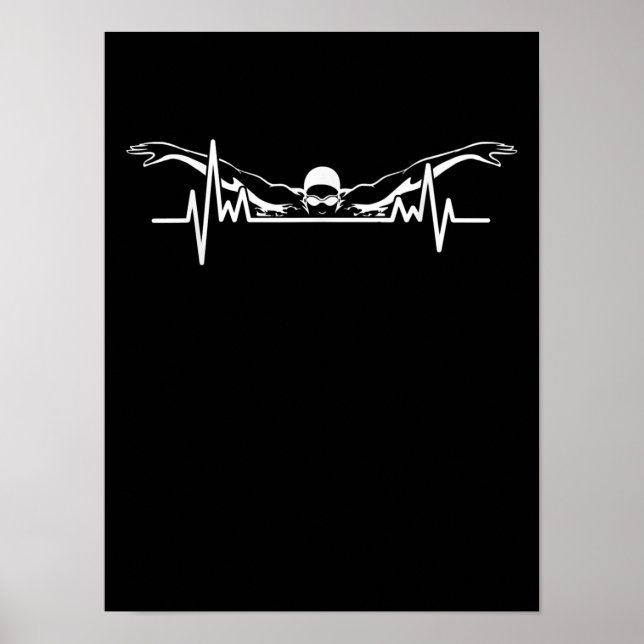 Affiche Baignade Heartbeat Équipe Baignade Femmes Filles (Devant)