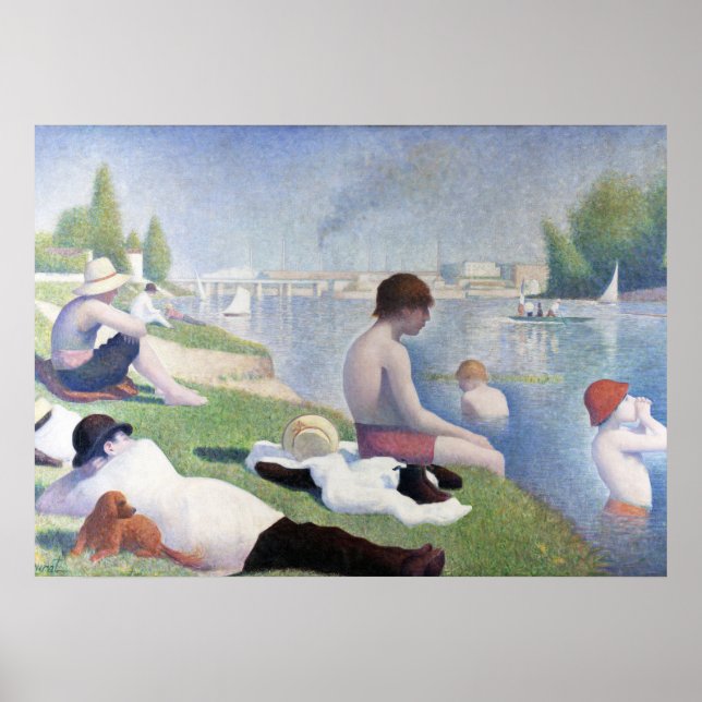 Affiche Baigneurs à Asnières peinture de Georges Seurat  (Devant)