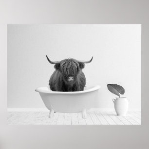 Affiche Baignoire à vaches Highland Accueil Horizontal