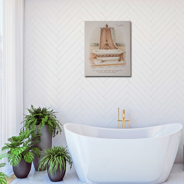 Affiche Baignoire Vintage Victorienne Et Rose Blanc (Créateur téléchargé)