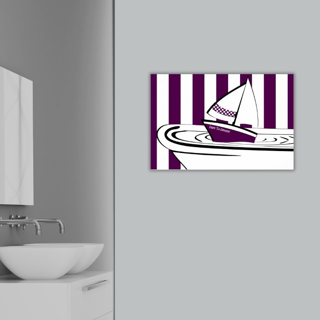 Affiche Baignoire violet Abstraite Toy Bateau à voile (Abstract Purple Bathtub Toy Sailing Boat, Dare to Dream!, Poster, Bathroom)