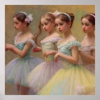Affiche Bailarinas en el estilo de Degas en tonos suaves