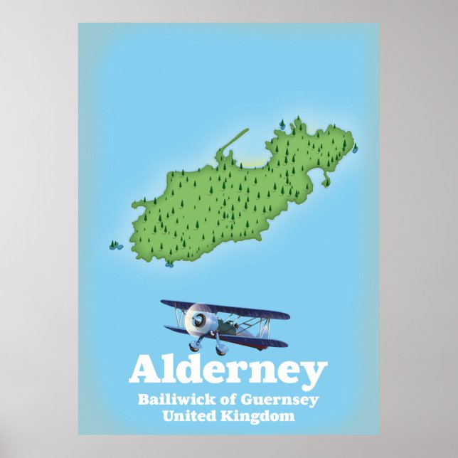 Affiche Bailliage de Guernesey Alderney Royaume-Uni Carte (Devant)