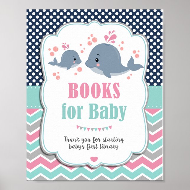 Affiche Bain de bébé baleine Livres marins pour bébé Sign (Devant)