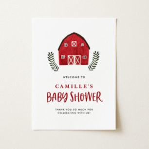 Affiche Bain de bébé Ferme de Maison Rustique Rouge Aquare