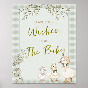 Affiche Bain de bébé Mother Goose Gosling Laissez vos vœux