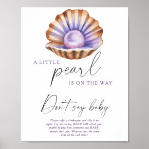 Affiche Bain de bébé perle aquarelle Ne dites pas bébé