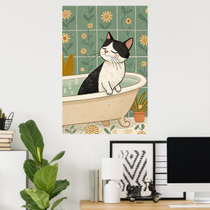 Affiche Bain De Chat Cosy : Relaxation Whimsical