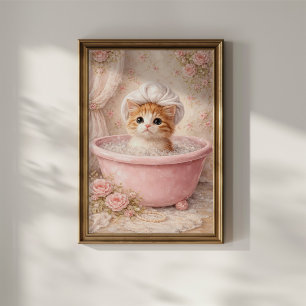 Affiche Bain de Chat Mignon