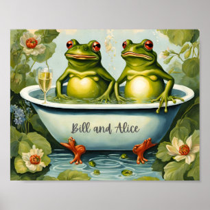 Affiche Bain de jardin Couple de grenouille
