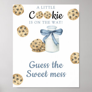 Affiche Bain de lait et cookies Baby shower Devinez le dou