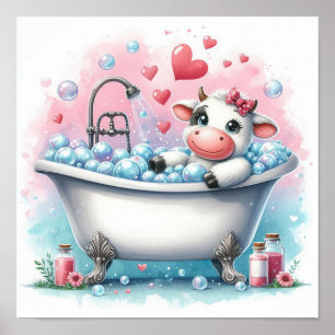 Affiche Bain Moussant Vache