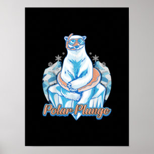 Affiche Bain Polaire Plongée Ice Jump Funny Ours Polaire B