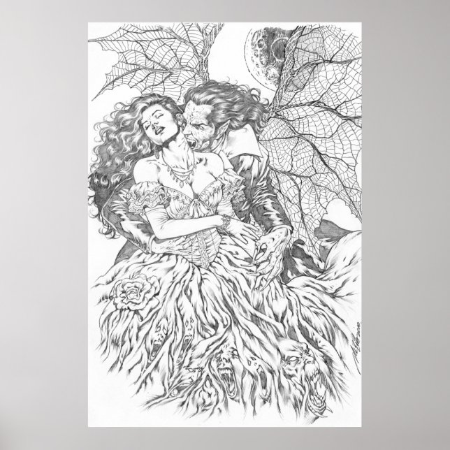 Affiche Baiser de Vampire par Al Rio - Vampire et Art fémi (Devant)