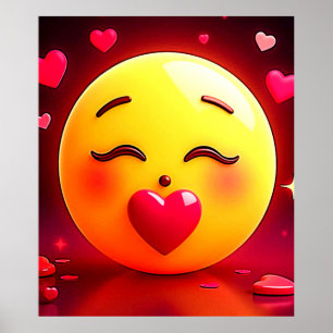 Affiche Baiser Emoji Coeurs soufflants