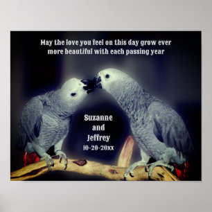 Affiche Baiser les perroquets mignon cadeau Mariage person