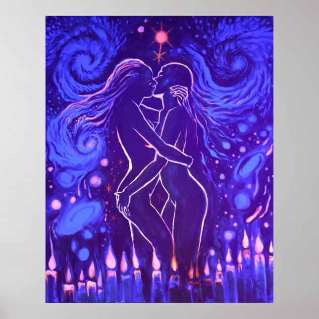 Affiche Baiser lesbienne passionnée (Devant)