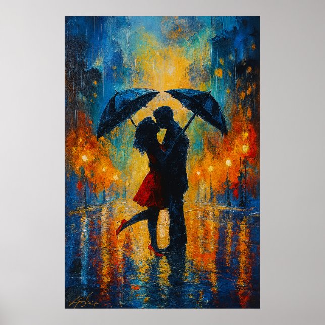 Affiche Baiser romantique sous la pluie (Devant)