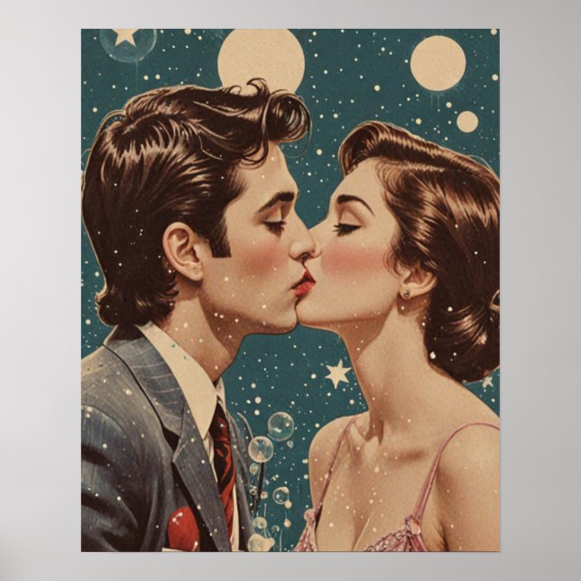 Affiche Baiser romantique vintage (Devant)