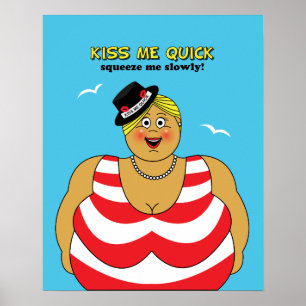 Affiche Baiser vite Rouge Blanc Bleu Humour de bord de mer