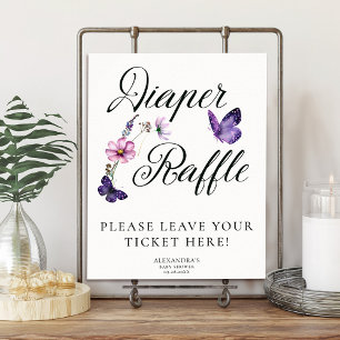 Affiche Baisers à papillon Baby shower violet sauvage Raff