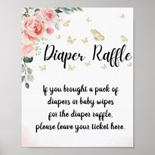 Affiche Baisers à papillon & Bébé Voeux à couches