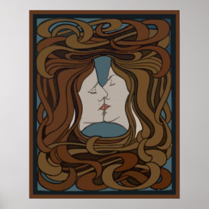 Affiche Baisers de visages du nouveau deux d'art de