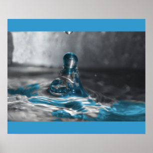 Affiche baisse de l'eau bleue